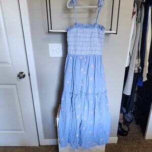 Women's Maxi Dress Blue/Pink Flowers, bump friendly, size small Never Worn